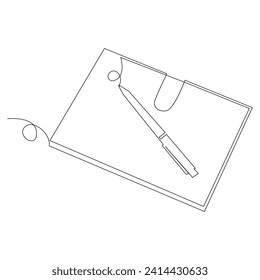 Dibujo de arte vectorial de contorno de línea única continua en la pluma de la educación y diseño simple minimalista de una línea
