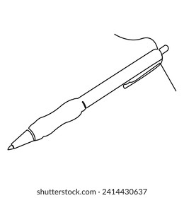 Education Pen continuous single line outline vector art drawing and simple one line minimalist design