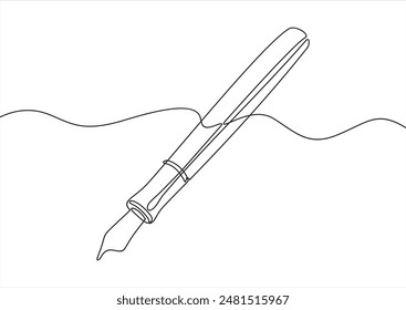 Education Pen continuous single line outline vector art drawing and simple one line minimalist design