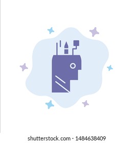 Education, Pen, Head, School Blue Icon on Abstract Cloud Background. Vector Icon Template background