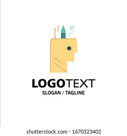 Education, Pen, Head, School Business Logo Template. Flat Color. Vector Icon Template background