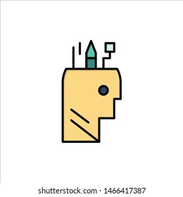 Education, Pen, Head, School  Flat Color Icon. Vector icon banner Template. Vector Icon Template background