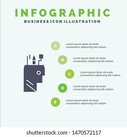 Education, Pen, Head, School Infographics Presentation Template. 5 Steps Presentation. Vector Icon Template background