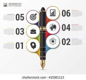 Education pen. Infographics design template. Vector illustration.