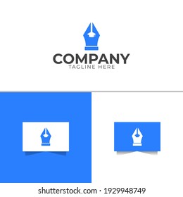 Plantilla de diseño del logotipo de la pluma de educación