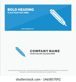 Education, Pen, Pencil SOlid Icon Website Banner and Business Logo Template. Vector Icon Template background