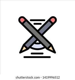 Education, Pen, Pencil, Write  Flat Color Icon. Vector icon banner Template
