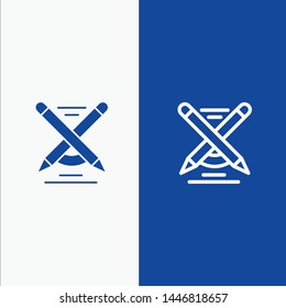 Education, Pen, Pencil, Write Line and Glyph Solid icon Blue banner Line and Glyph Solid icon Blue banner