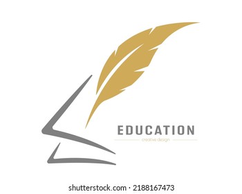 Education. A pen and a piece of paper. A design element for a logo, brand, sticker or label. Icon template for websites and applications. Flat style