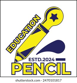 education pencil illustration vector design with yellow and blue pencils in a simple style. suitable for logos, icons, posters, advertisements, banners, companies, t-shirt designs, stickers, websites.