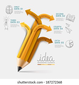 Education pencil Infographics step option. Vector illustration. can be used for workflow layout, banner, diagram, number options, step up options, web design.