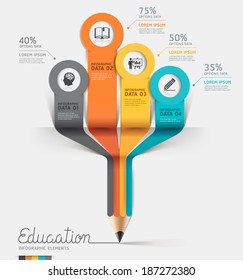 Education pencil Infographics step option. Vector illustration. can be used for workflow layout, banner, diagram, number options, step up options, web design.