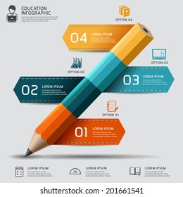 Education pencil Infographics step option. Vector illustration. can be used for workflow layout, banner, diagram, number options, step up options, web design. 