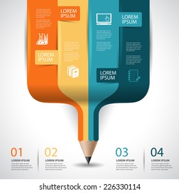 Education pencil Infographics step option. Vector illustration. can be used for workflow layout, banner, diagram, step up options.