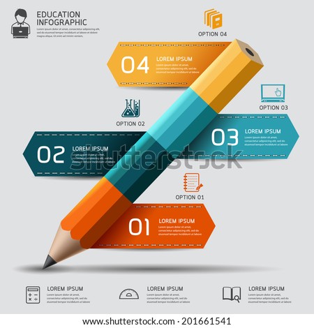 Education pencil Infographics step option. Vector illustration. can be used for workflow layout, banner, diagram, number options, step up options, web design. 