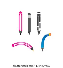 Education pencil logo set  vector flat design 