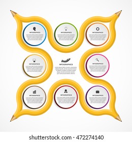 Education pencil option Infographics design template.
