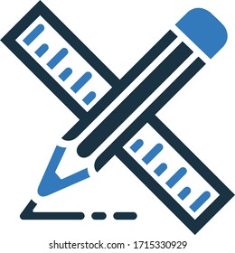 Education, pencil, scale, stationary vector icon design