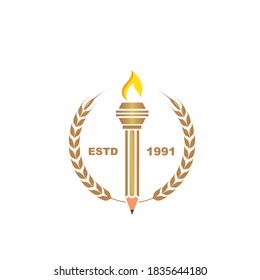 education pencil  torch icon  illustration vector design