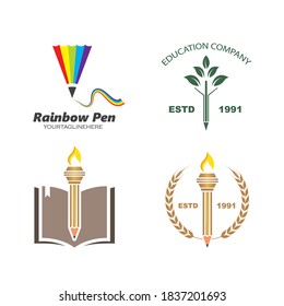 education pencil  torch icon  illustration vector design