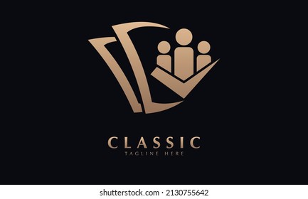 Plantilla de logotipo abstracto de vectores de monograma de personas de educación