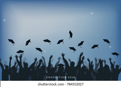 education and people concept, students throwing graduation caps in the air