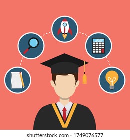 education people congratulations with icon element. learning and school symbol concept. Study in university. vector illustration modern flat design.