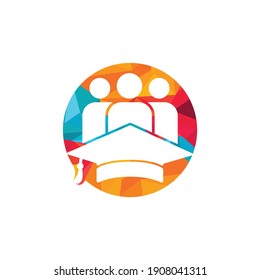 Education people vector logo design template. Graduation cap and people icon.	