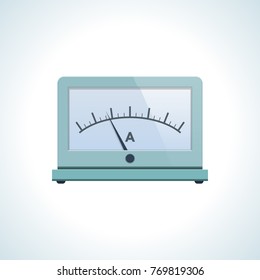 Education, physics, scientific laboratory studies, tests and experiments, study of laws and regulations. Measuring strength of electricity, ammeter. Knowledge, schooling, science Vector illustration