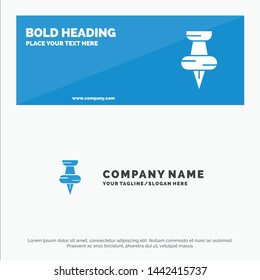 Education, Pin, Marker SOlid Icon Website Banner and Business Logo Template