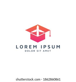 education and plane negative space logo design