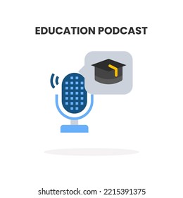Education Podcast flat icon. Vector illustration on white background.