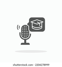 Education Podcast glyph icon. Can be used for digital product, presentation, print design and more.
