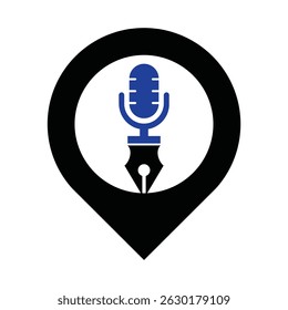 Education podcast gps shape concept vector logo design.
