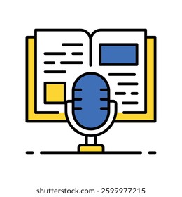 Education Podcast vector filled outline icon. EPS 10 file