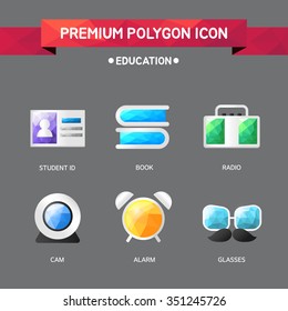 Education polygon icon set
