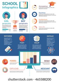 Education poster template of modern vector flat design icons and infographics elements