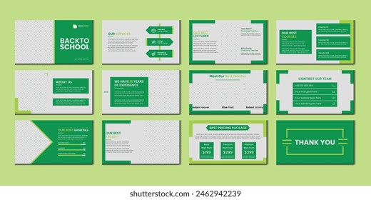 Education PowerPoint presentation slides template design. Use for modern keynote presentation background, brochure design, website slider, landing page, annual report, school profile