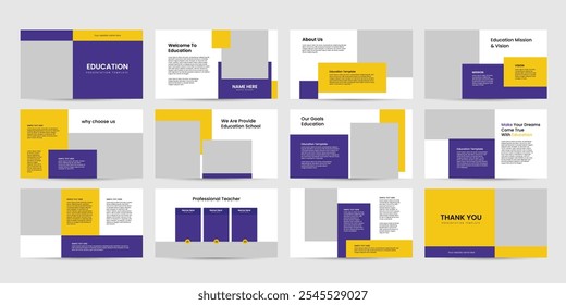 education presentation powerpoint design slide template. kids back to school brochure cover slide design