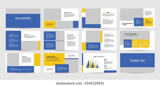 education presentation powerpoint design slide template. kids back to school brochure cover slide design