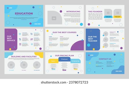 education presentation slide template design or education pitch deck slide template 