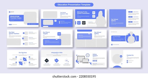 Education presentation slides template design. Use for modern presentation background, brochure design, website slider, landing page, annual report