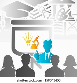 Education presentation speaker among people 