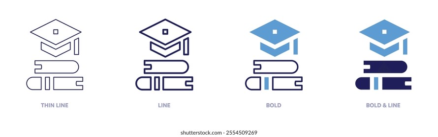 Education programs icon in 4 different styles. Thin Line, Line, Bold, and Bold Line. Duotone style. Editable stroke.