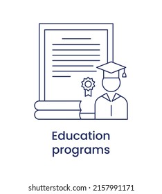 Education programs icon, ESG social concept. Vector illustration isolated on a white background.