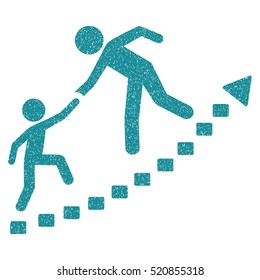 Education Progress grainy textured icon for overlay watermark stamps. Flat symbol with dust texture. Dotted vector soft blue ink rubber seal stamp with grunge design on a white background.