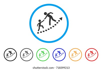 Education Progress rounded icon. Style is a flat education progress grey symbol inside light blue circle with black, gray, green, blue, red, orange color versions.