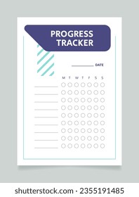 Education progress tracker worksheet design template. Printable goal setting sheet. Editable time management sample. Scheduling page for organizing personal tasks. Arial Regular font used