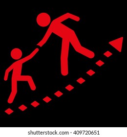 Education Progress vector toolbar icon. Style is flat icon symbol, red color, black background, rhombus dots.