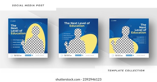 Education promotion template design, social media post banner design squares background